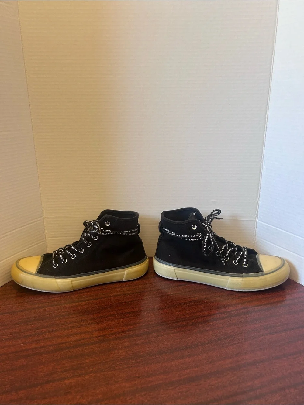 AllSaints Black High-Top Sneakers with Gum-Toe Cap